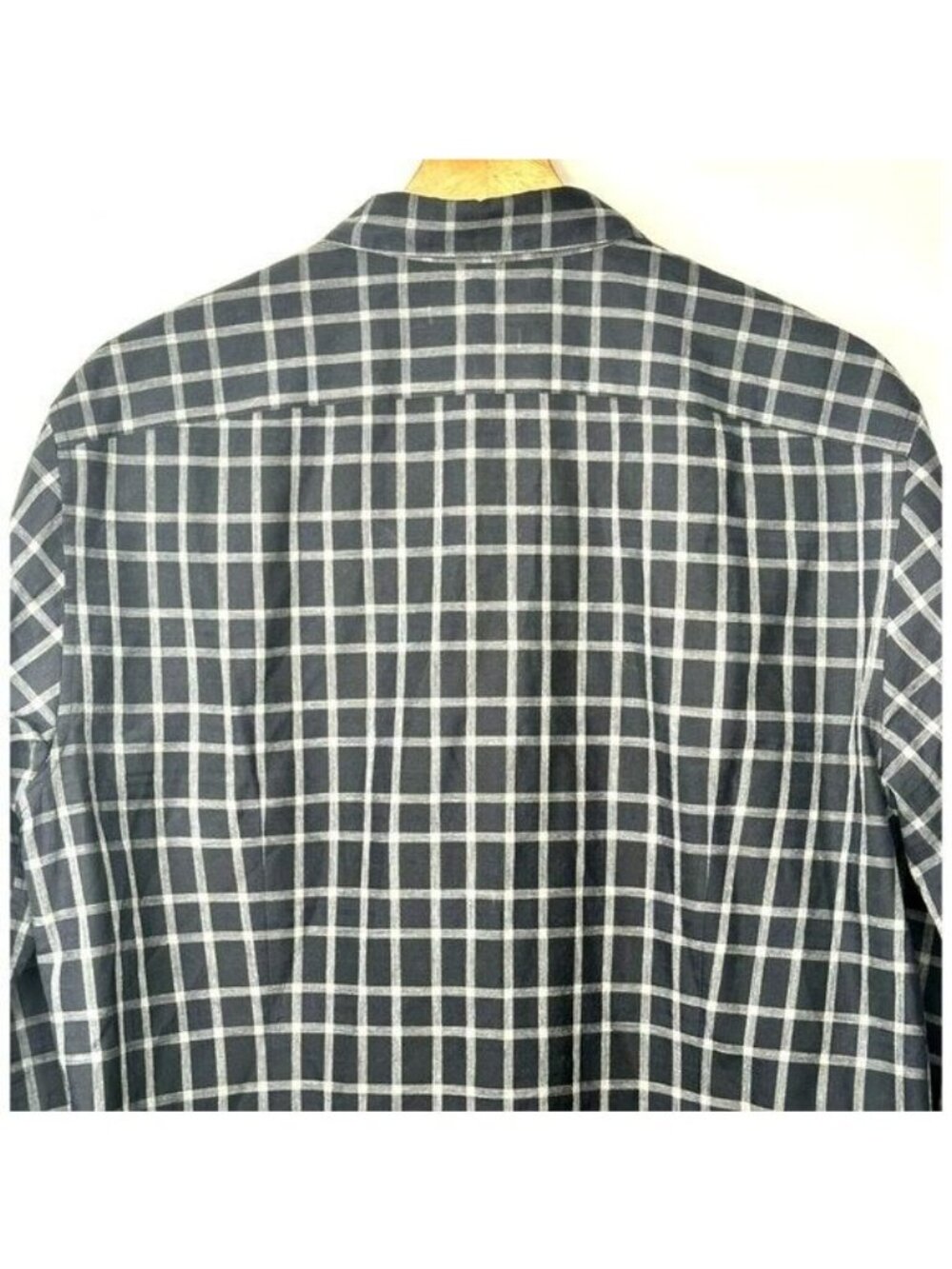 John Varvatos Luxe Plaid Shirt Mens M Gray Black Cotton Button Front Casual - Picture 5 of 11